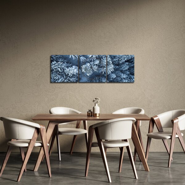 Obraz - Śnieżny las (z zegarem) (90x30 cm)