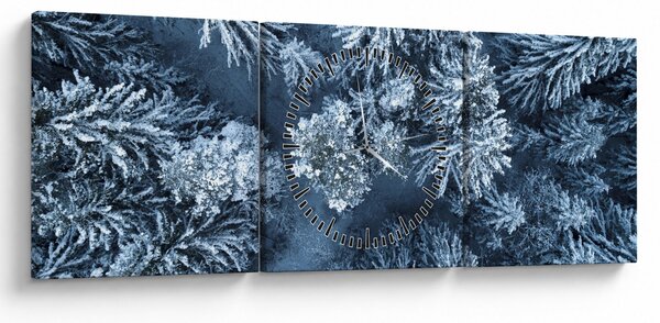 Obraz - Śnieżny las (z zegarem) (90x30 cm)