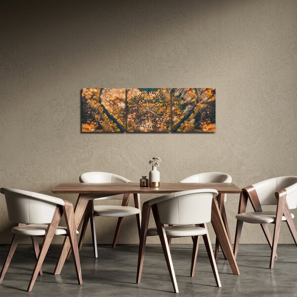 Obraz - Rzeka w kształcie serca (z zegarem) (90x30 cm)