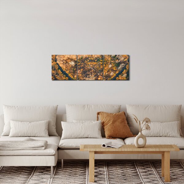 Obraz - Rzeka w kształcie serca (z zegarem) (90x30 cm)