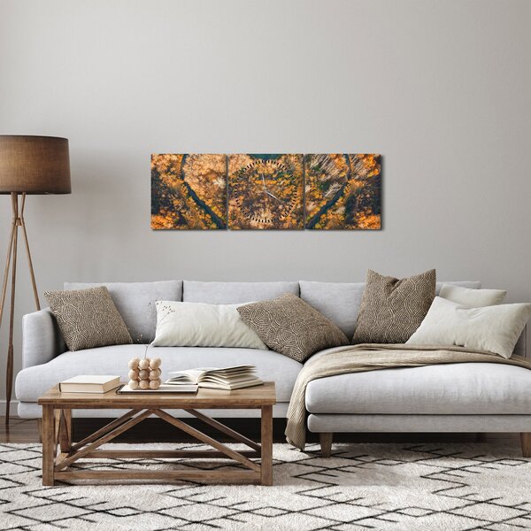 Obraz - Rzeka w kształcie serca (z zegarem) (90x30 cm)