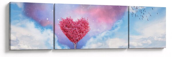Obraz - Drzewo z różowym sercem (170x50 cm)