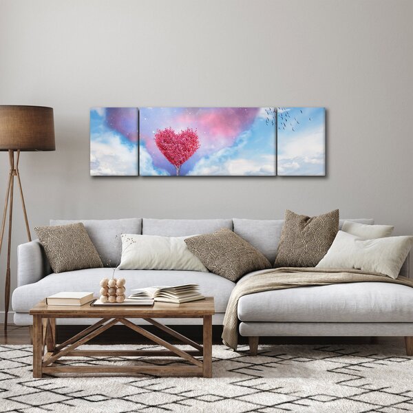Obraz - Drzewo z różowym sercem (170x50 cm)