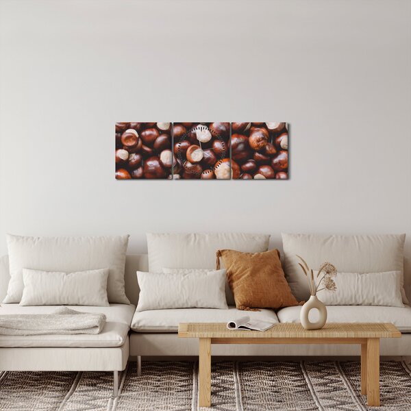 Obraz - Dojrzałe kasztany (z zegarem) (90x30 cm)