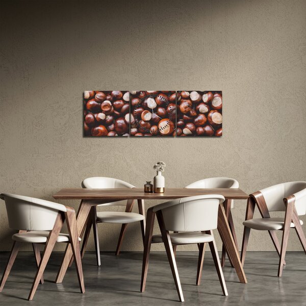 Obraz - Dojrzałe kasztany (z zegarem) (90x30 cm)
