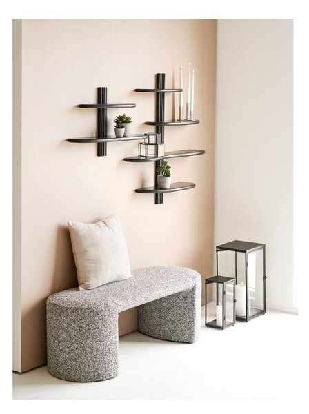 Czarna wielopoziomowa półka z litego drewna dębowego 80 cm Aliano – House Nordic