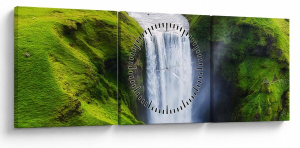 Obraz - Wodospad Skogafoss (z zegarem) (90x30 cm)