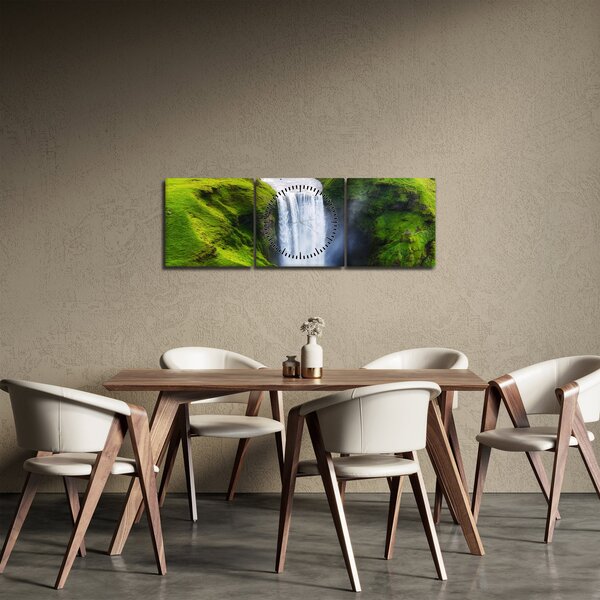 Obraz - Wodospad Skogafoss (z zegarem) (90x30 cm)