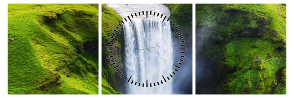 Obraz - Wodospad Skogafoss (z zegarem) (90x30 cm)