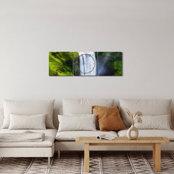 Obraz - Wodospad Skogafoss (z zegarem) (90x30 cm)