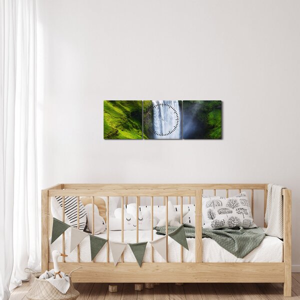 Obraz - Wodospad Skogafoss (z zegarem) (90x30 cm)