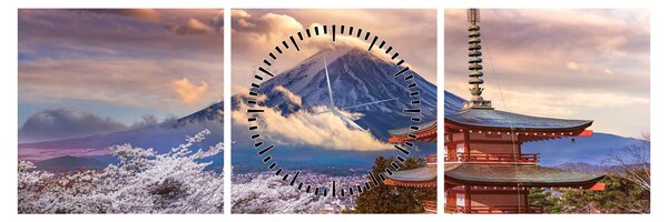 Obraz - Góra Fuji (z zegarem) (90x30 cm)