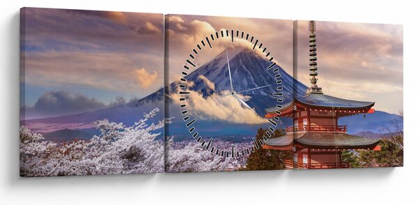 Obraz - Góra Fuji (z zegarem) (90x30 cm)