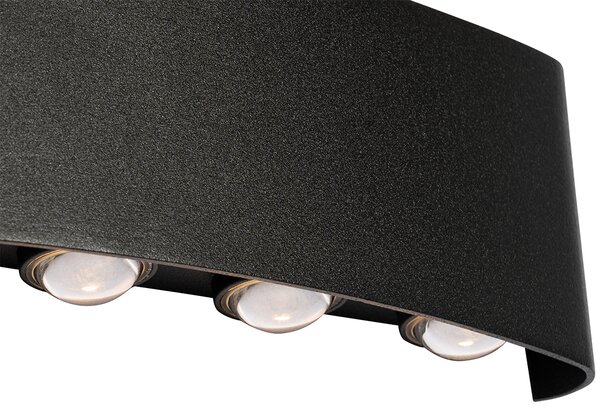 Lampa ścienna zewnętrzna czarna w tym LED 10-świateł IP54 - Silly