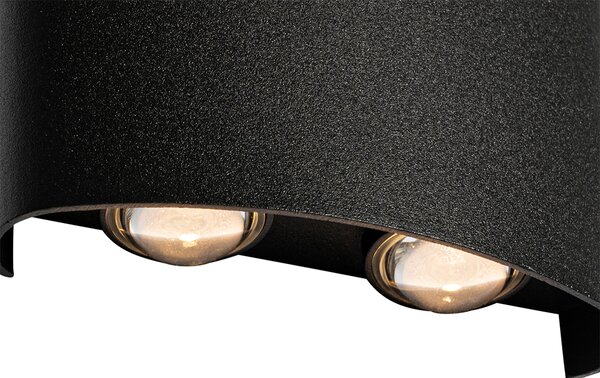 Lampa ścienna zewnętrzna czarna z LED 4-światła IP54 - Silly