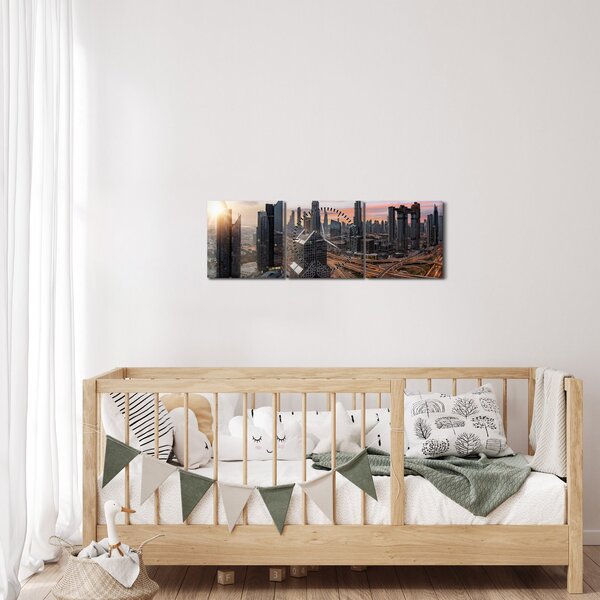 Obraz - Panorama Dubaju (z zegarem) (90x30 cm)