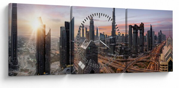 Obraz - Panorama Dubaju (z zegarem) (90x30 cm)