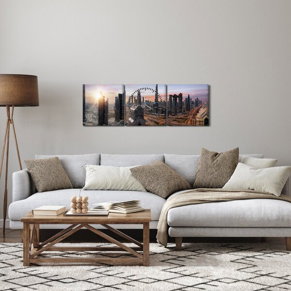 Obraz - Panorama Dubaju (z zegarem) (90x30 cm)