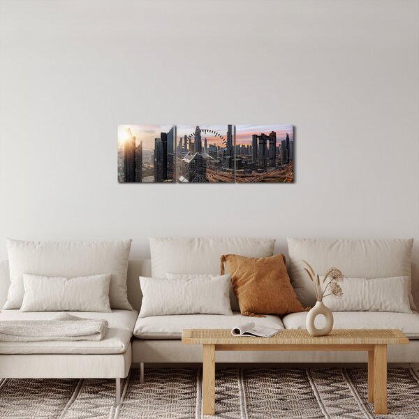 Obraz - Panorama Dubaju (z zegarem) (90x30 cm)