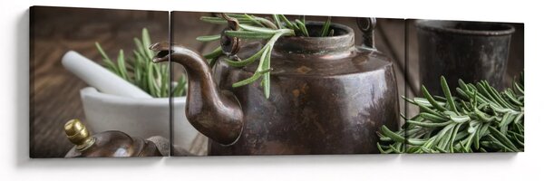 Obraz - Czajniczek z rozmarynem (170x50 cm)