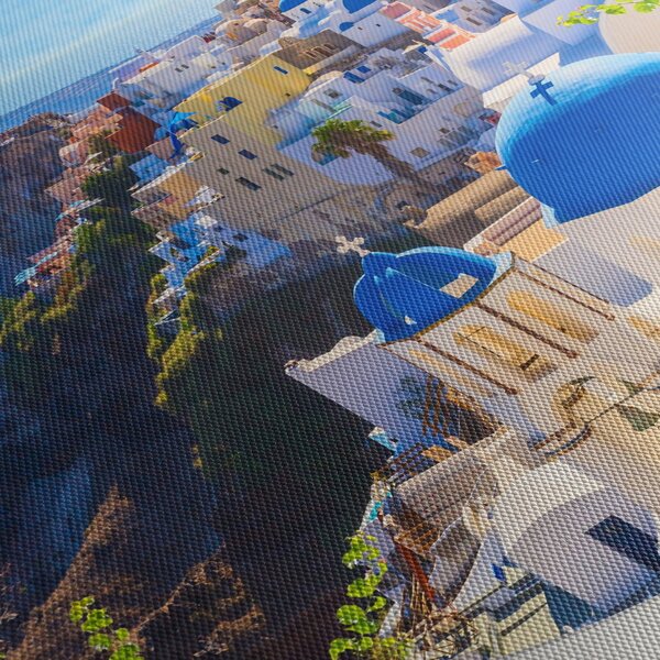 Obraz - Santorini, Grecja (z zegarem) (90x30 cm)