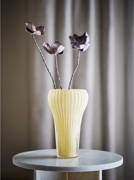 Jasnożółty szklany ręcznie wykonany wazon (wysokość 28 cm) Averie – Bloomingville