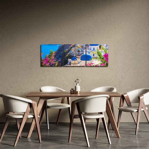 Obraz - Santorini, Grecja (z zegarem) (90x30 cm)