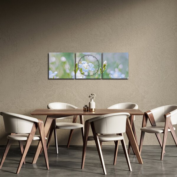 Obraz - Delikatne kwiaty (z zegarem) (90x30 cm)