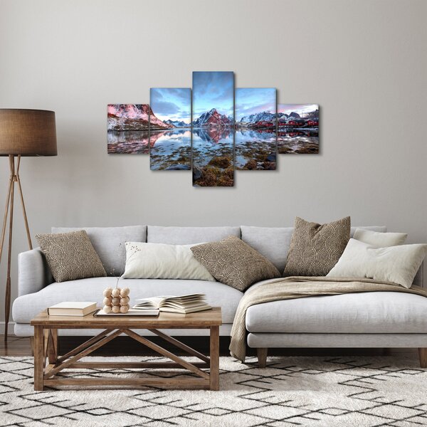Obraz - Wschód słońca nad Reine (125x70 cm)