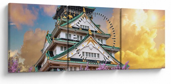 Obraz - Zamek Osaka (z zegarem) (90x30 cm)