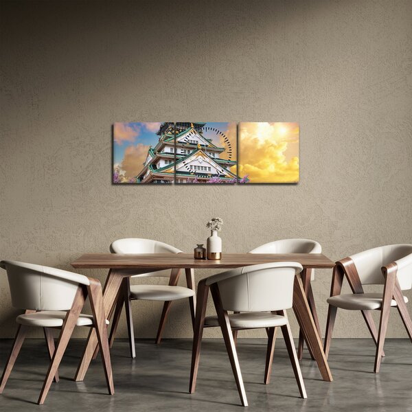 Obraz - Zamek Osaka (z zegarem) (90x30 cm)