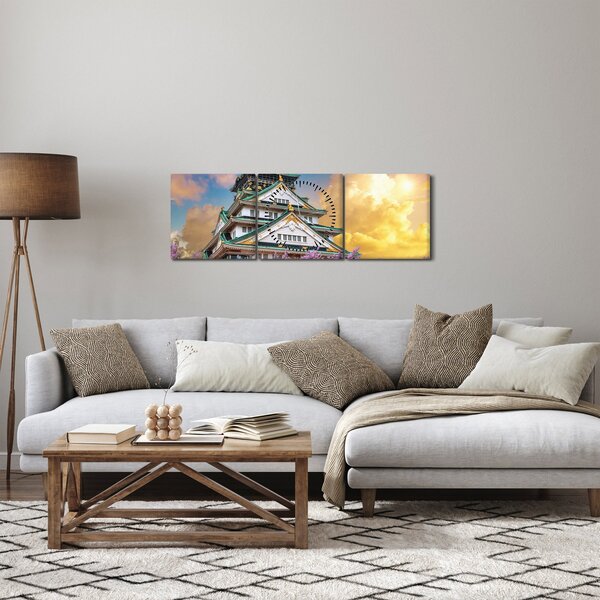 Obraz - Zamek Osaka (z zegarem) (90x30 cm)