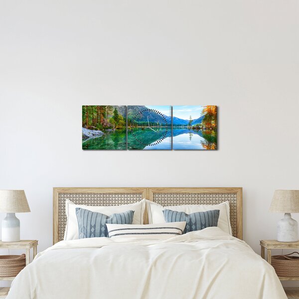 Obraz - Jezioro Hintersee (z zegarem) (90x30 cm)