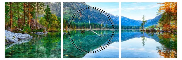 Obraz - Jezioro Hintersee (z zegarem) (90x30 cm)