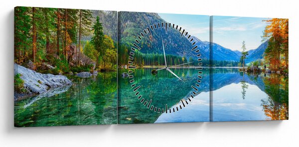 Obraz - Jezioro Hintersee (z zegarem) (90x30 cm)
