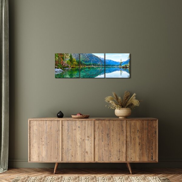 Obraz - Jezioro Hintersee (z zegarem) (90x30 cm)