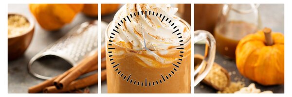 Obraz - Dyniowa latte (z zegarem) (90x30 cm)