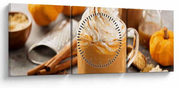 Obraz - Dyniowa latte (z zegarem) (90x30 cm)