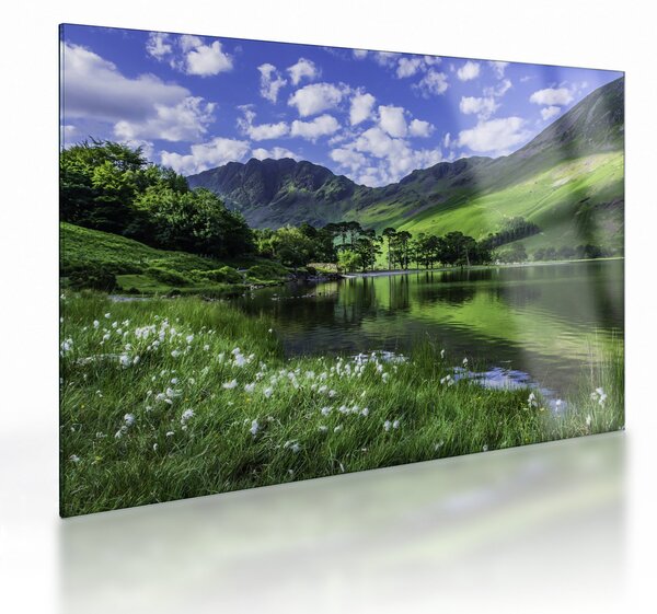 Obraz na szkle - Krajobraz z jeziorem (70x50 cm)