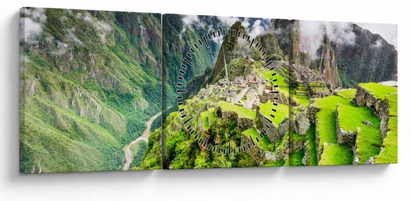 Obraz - Machu Picchu (z zegarem) (90x30 cm)