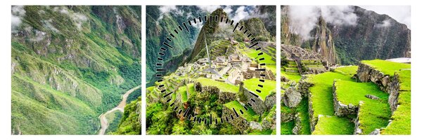Obraz - Machu Picchu (z zegarem) (90x30 cm)
