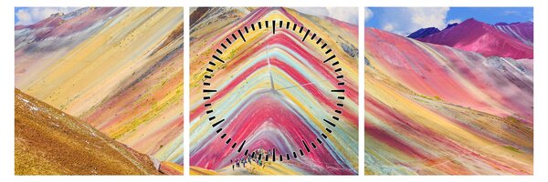 Obraz - Rainbow Mountain, Peru (z zegarem) (90x30 cm)