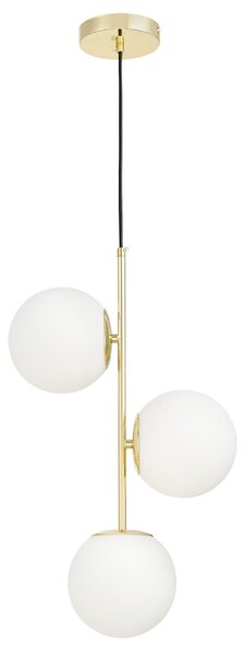 LAMPA WISZĄCA NOWOCZESNA ZŁOTO KLASYCZNE BIAŁE KULE STELVIO 3