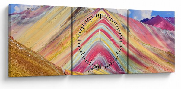 Obraz - Rainbow Mountain, Peru (z zegarem) (90x30 cm)