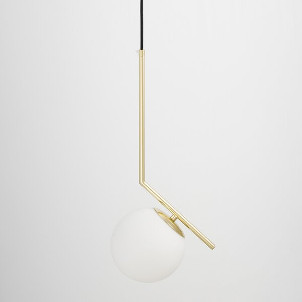 LAMPA WISZĄCA NOWOCZESNA ZŁOTO KLASYCZNE BIAŁA KULA SORENTO 15