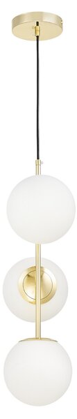 LAMPA WISZĄCA NOWOCZESNA ZŁOTO KLASYCZNE BIAŁE KULE STELVIO 3