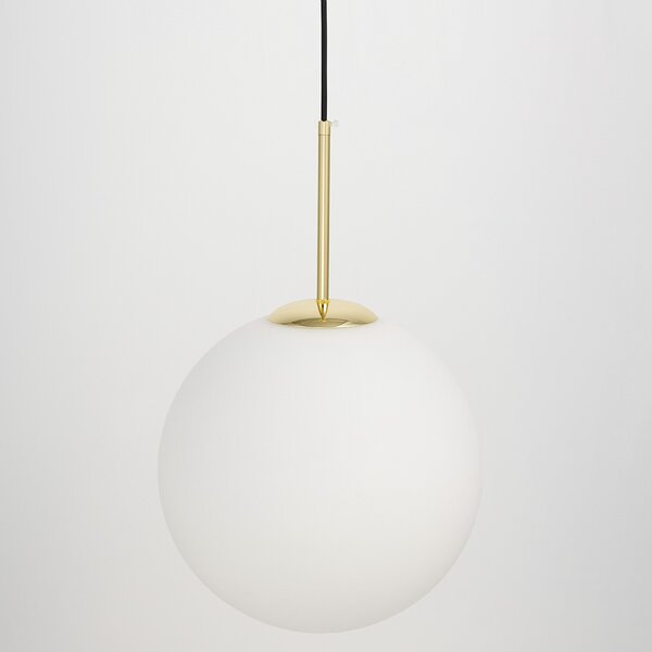 LAMPA WISZĄCA NOWOCZESNA ZŁOTO KLASYCZNE BIAŁA KULA FREDICA 30