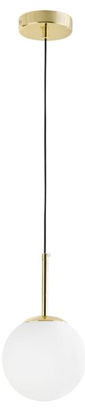 LAMPA WISZĄCA NOWOCZESNA ZŁOTO KLASYCZNE BIAŁA KULA FREDICA 15