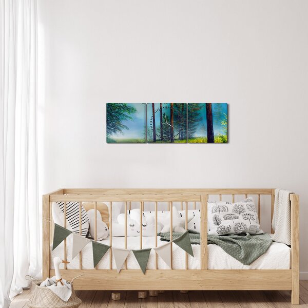 Obraz - Obraz olejny przedstawiający krajobraz (z zegarem) (90x30 cm)