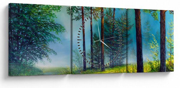 Obraz - Obraz olejny przedstawiający krajobraz (z zegarem) (90x30 cm)